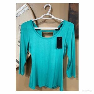 NEW Guess Turquoise Teal Long Sleeve Top Size Large